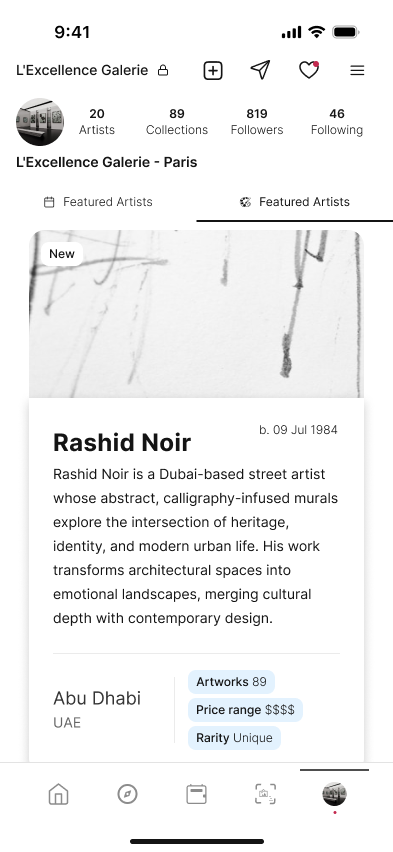 Museum & Gallery Featured Artists Profile